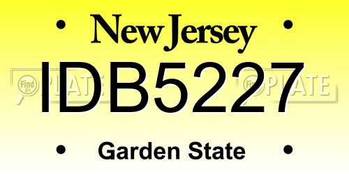 IDB5227 New Jersey License Plate