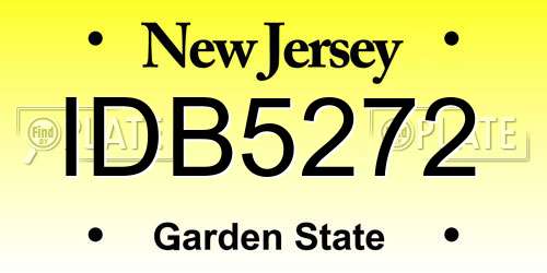 IDB5272 New Jersey License Plate
