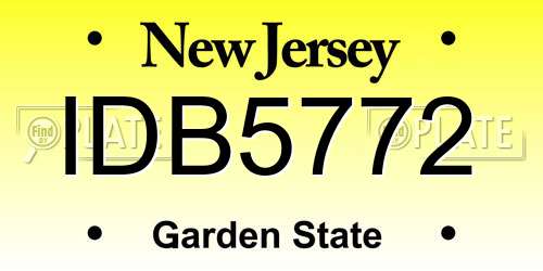 IDB5772 New Jersey License Plate