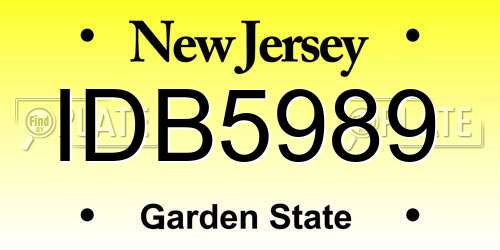 IDB5989 New Jersey License Plate