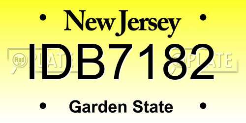 IDB7182 New Jersey License Plate