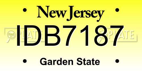IDB7187 New Jersey License Plate
