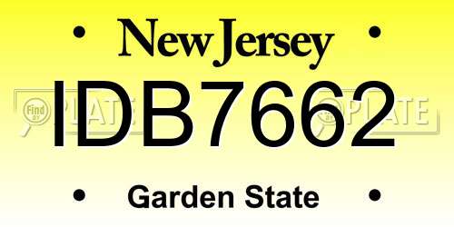 IDB7662 New Jersey License Plate