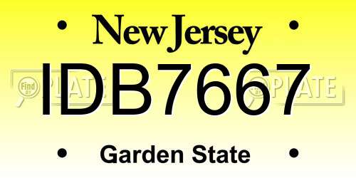 IDB7667 New Jersey License Plate