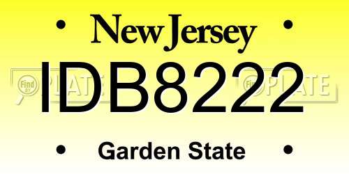 IDB8222 New Jersey License Plate