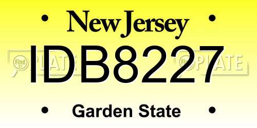 IDB8227 New Jersey License Plate