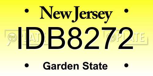 IDB8272 New Jersey License Plate