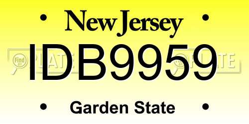 IDB9959 New Jersey License Plate
