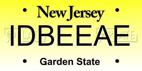 IDBEEAE New Jersey License Plate