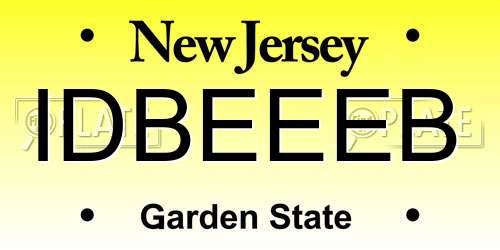 IDBEEEB New Jersey License Plate