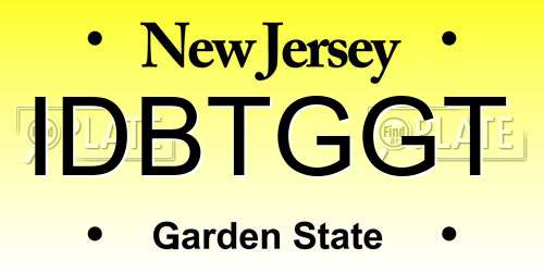 IDBTGGT New Jersey License Plate