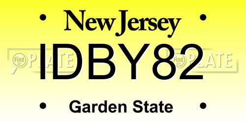 IDBY82 New Jersey License Plate