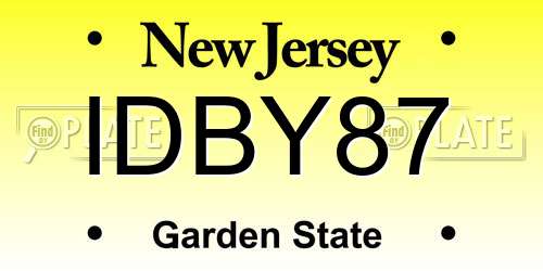IDBY87 New Jersey License Plate