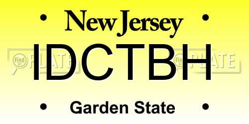 IDCTBH New Jersey License Plate