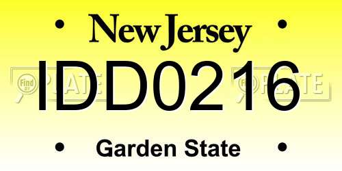 IDD0216 New Jersey License Plate