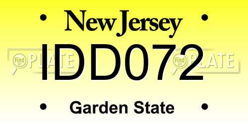 IDD072 New Jersey License Plate