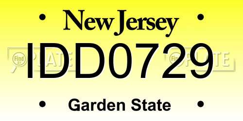IDD0729 New Jersey License Plate