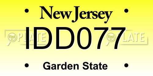 IDD077 New Jersey License Plate