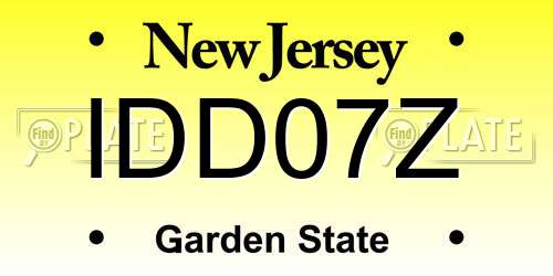 IDD07Z New Jersey License Plate