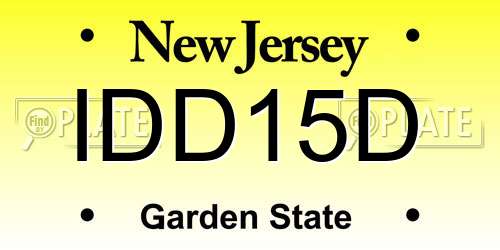 IDD15D New Jersey License Plate