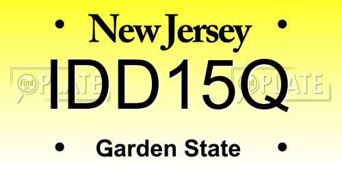 IDD15Q New Jersey License Plate