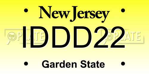 IDDD22 New Jersey License Plate