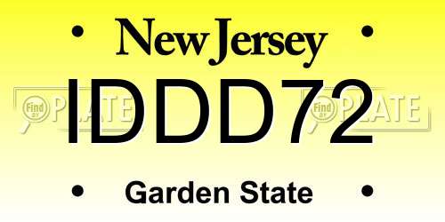 IDDD72 New Jersey License Plate