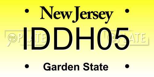 IDDH05 New Jersey License Plate