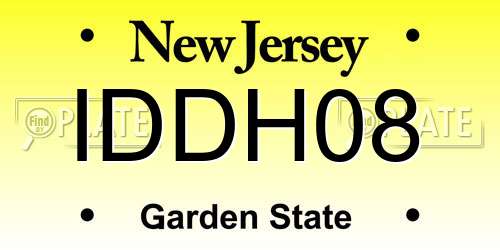 IDDH08 New Jersey License Plate