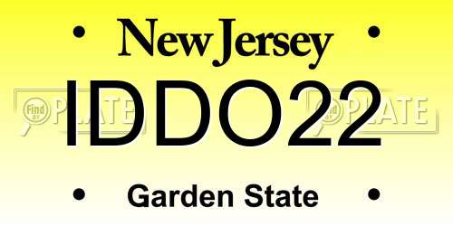 IDDO22 New Jersey License Plate