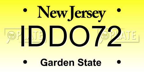 IDDO72 New Jersey License Plate