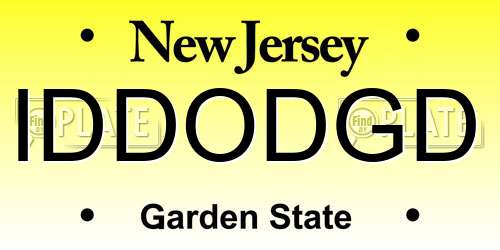 IDDODGD New Jersey License Plate