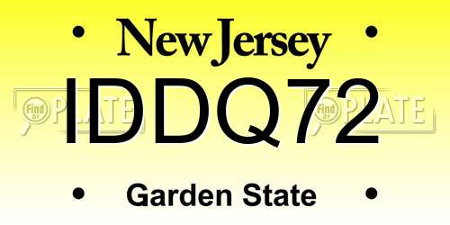 IDDQ72 New Jersey License Plate