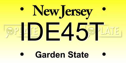 IDE45T New Jersey License Plate
