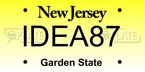 IDEA87 New Jersey License Plate
