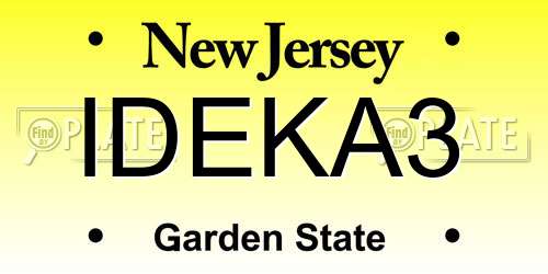 IDEKA3 New Jersey License Plate