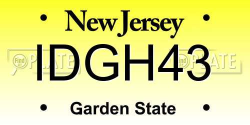 IDGH43 New Jersey License Plate
