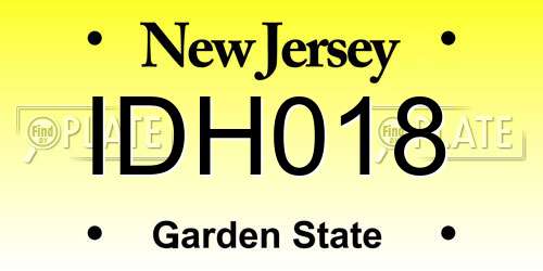IDH018 New Jersey License Plate