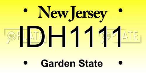 IDH1111 New Jersey License Plate