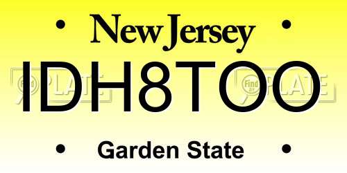 IDH8TOO New Jersey License Plate