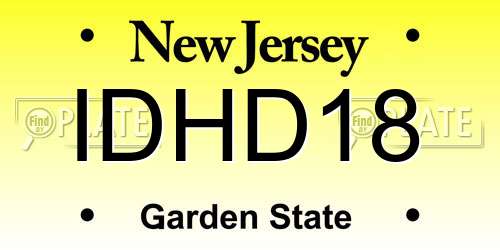IDHD18 New Jersey License Plate