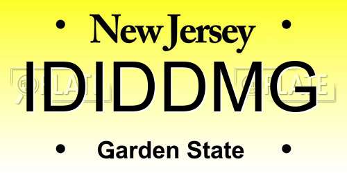 IDIDDMG New Jersey License Plate