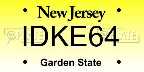 IDKE64 New Jersey License Plate