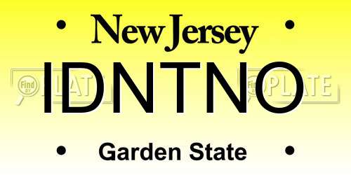 IDNTNO New Jersey License Plate