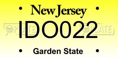 IDO022 New Jersey License Plate