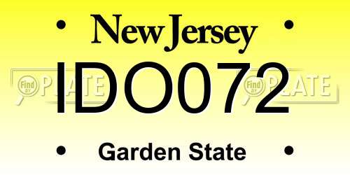 IDO072 New Jersey License Plate