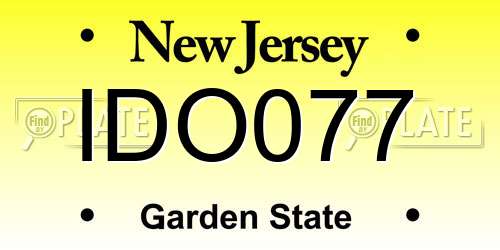IDO077 New Jersey License Plate
