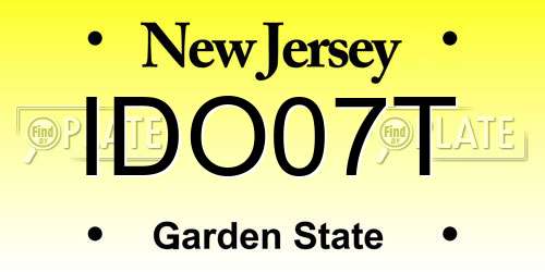 IDO07T New Jersey License Plate