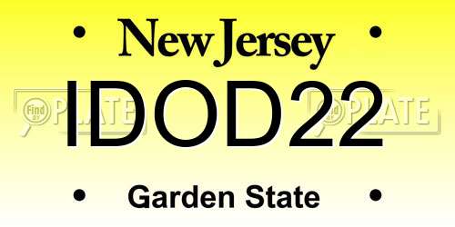IDOD22 New Jersey License Plate