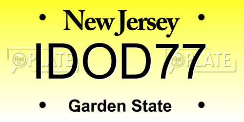 IDOD77 New Jersey License Plate